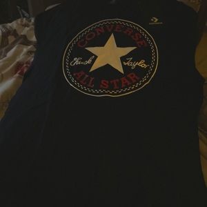 Black converse t with tag black size L